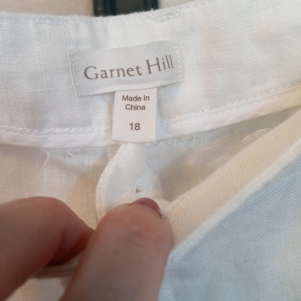 Garnet Hill Modern Linen Wide Leg Trouser Pants White Size 18 - Picture 13 of 15